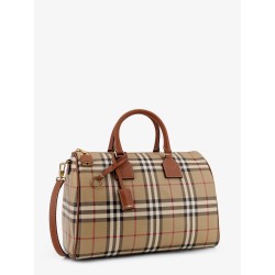 Coated canvas handbag with check pattern