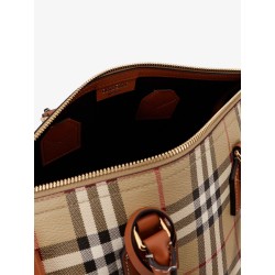 Coated canvas handbag with check pattern