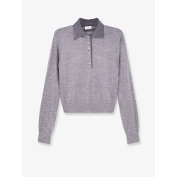 Cashmere and silk polo shirt with embroidery logo on the front