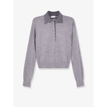 Cashmere and silk polo shirt with embroidery logo on the front