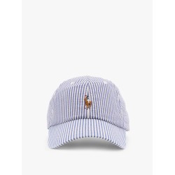 Striped cotton blend baseball hat