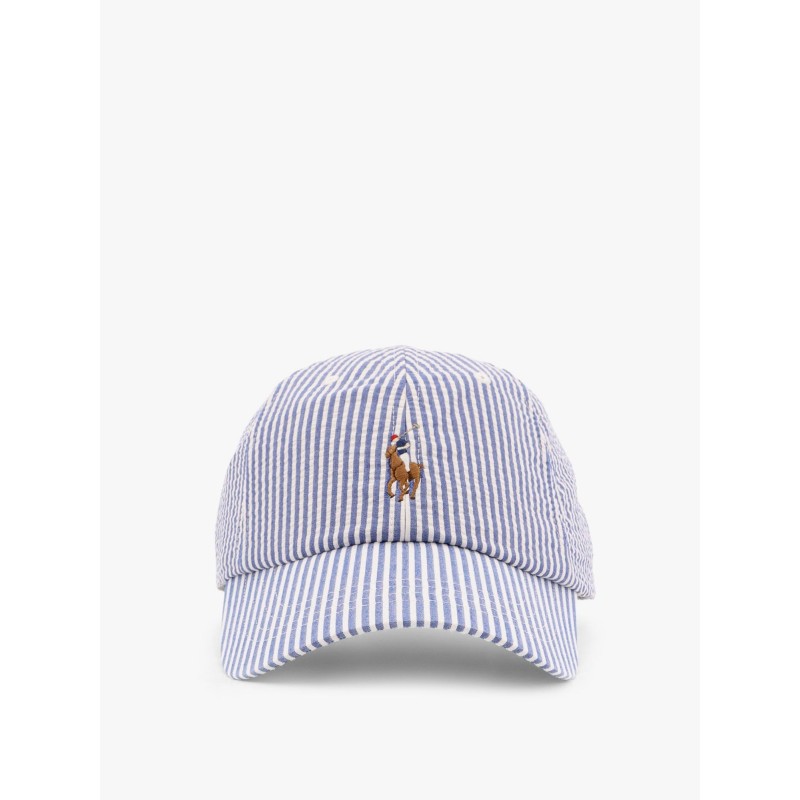 Striped cotton blend baseball hat