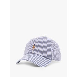 Striped cotton blend baseball hat