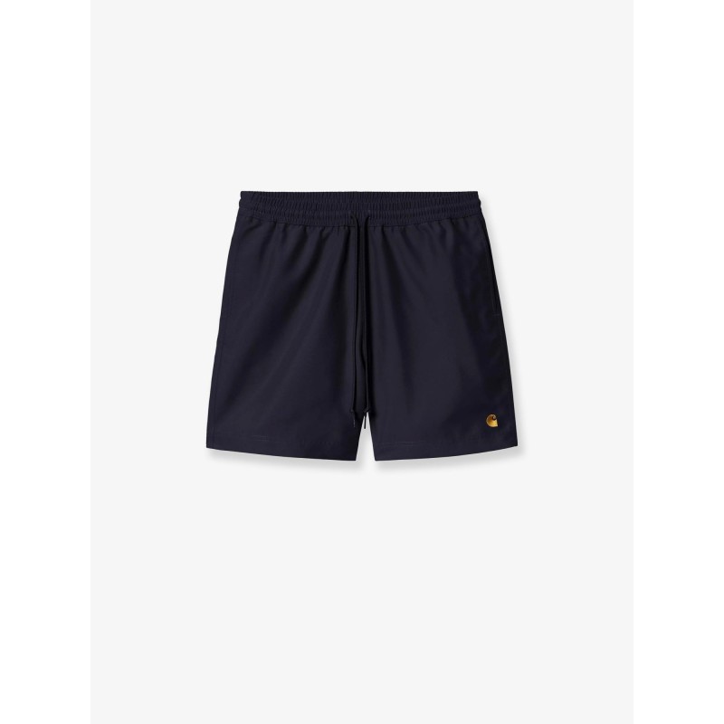 Nylon swim trunks with contrasting embroidered logo