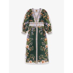 Long cotton dress with floral print