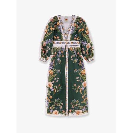 Long cotton dress with floral print