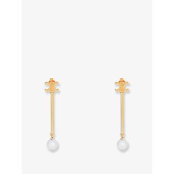 Brass earrings with Triomphe logo