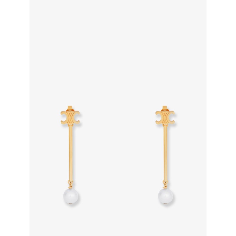 Brass earrings with Triomphe logo