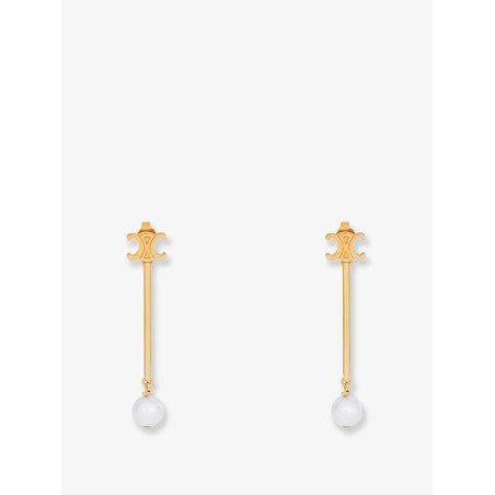 Brass earrings with Triomphe logo