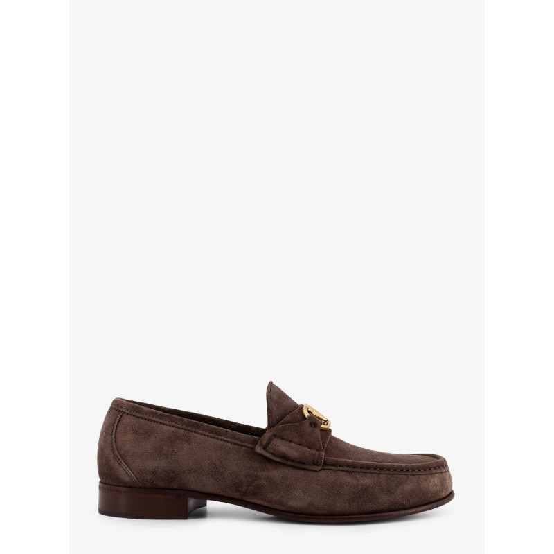 Suede loafers with metal VLogo Signature