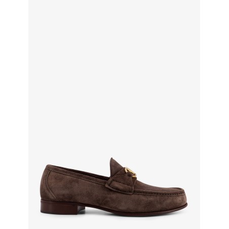 Suede loafers with metal VLogo Signature