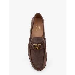 Suede loafers with metal VLogo Signature