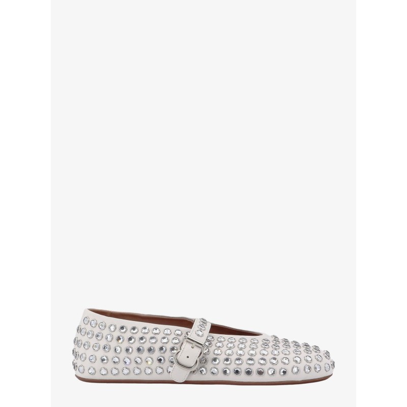 Leather ballet flats with rhinestones