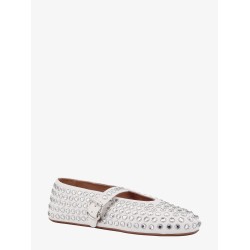 Leather ballet flats with rhinestones