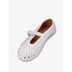 Leather ballet flats with rhinestones