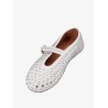 Leather ballet flats with rhinestones