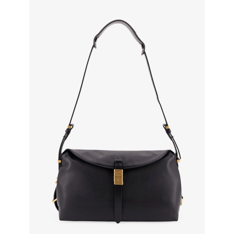 Leather shoulder bag with metal detail with engraved logo