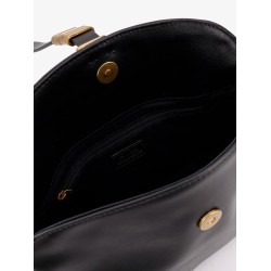Leather shoulder bag with metal logo detail