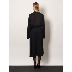 Draped crepe midi skirt