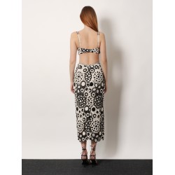 Long crochet dress with floral pattern