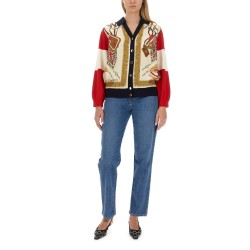 EXTRA FINE WOOL CARDIGAN WITH PRINT