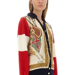 EXTRA FINE WOOL CARDIGAN WITH PRINT