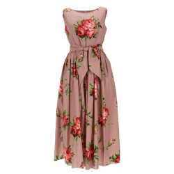 ROSE BOUQUET PRINT MIDI DRESS