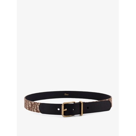 Leather belt with all-over Dior Oblique logo