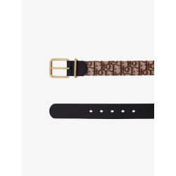 Leather belt with all-over Dior Oblique logo