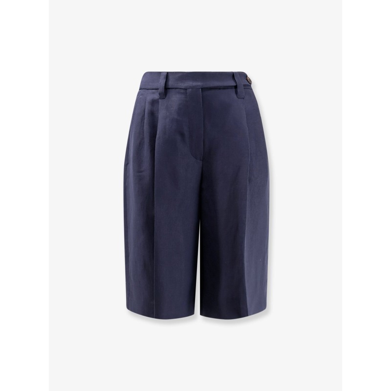 Viscose and linen bermuda shorts