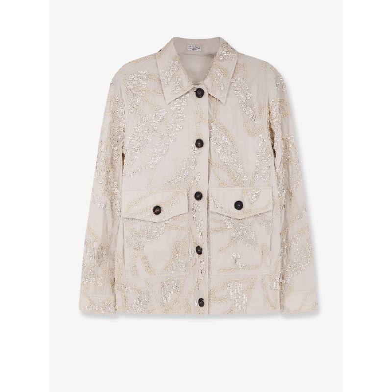 Cotton blend jacket with embroidery