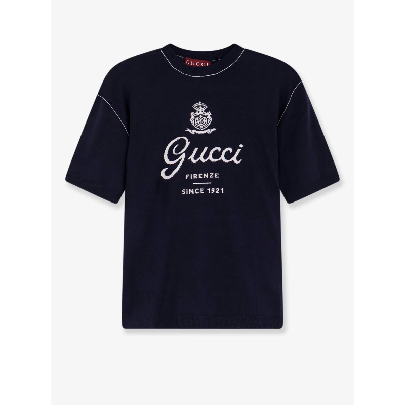 Silk and linen sweater with Gucci Firenze Since 1921 inlay