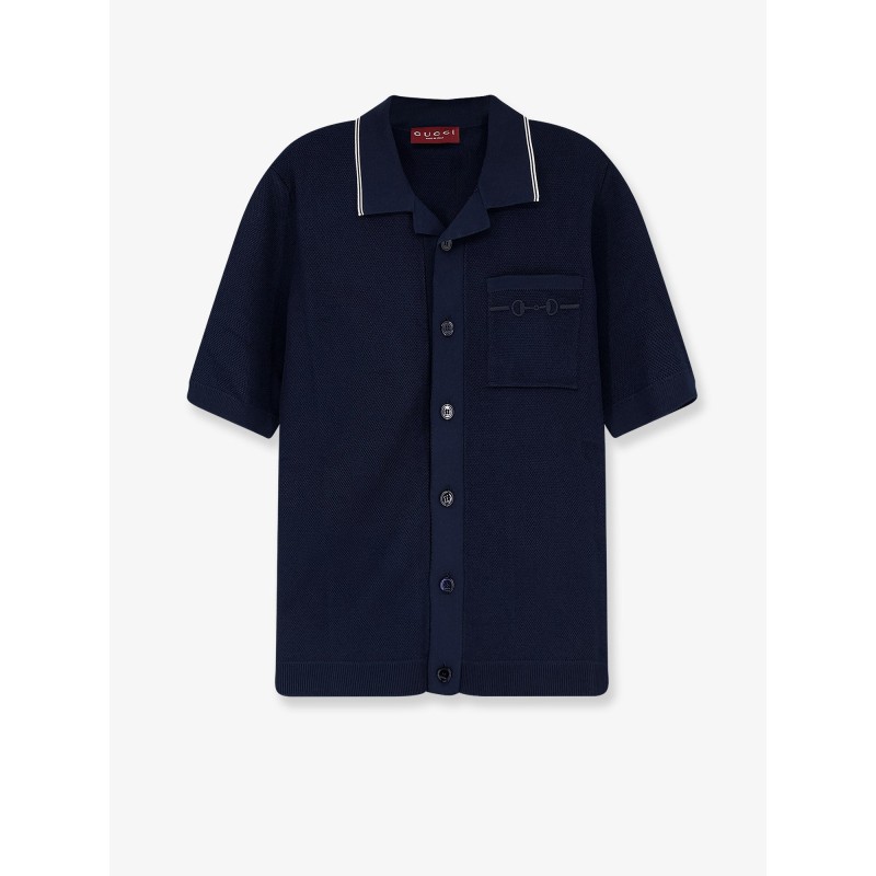 Viscose blend polo shirt with front Horsebit embroidery
