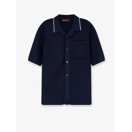 Viscose blend polo shirt with front Horsebit embroidery