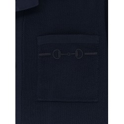 Viscose blend polo shirt with front Horsebit embroidery