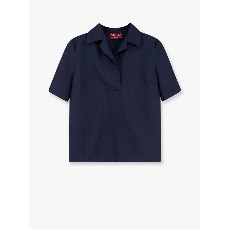 Fabric polo shirt with GG pattern