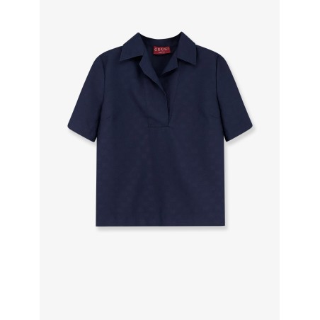 Fabric polo shirt with GG pattern
