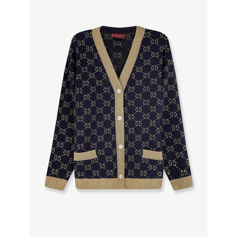 Cotton blend cardigan with all-over GG logo