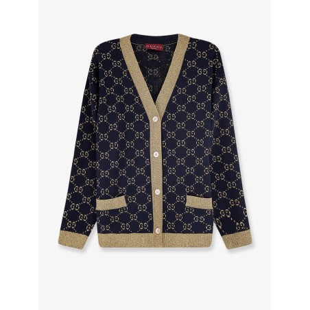 Cotton blend cardigan with all-over GG logo