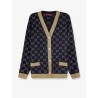 Cotton blend cardigan with all-over GG logo