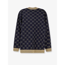 Cotton blend cardigan with all-over GG logo