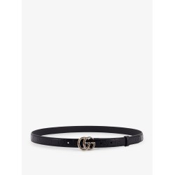 Leather belt with all-over GG logo