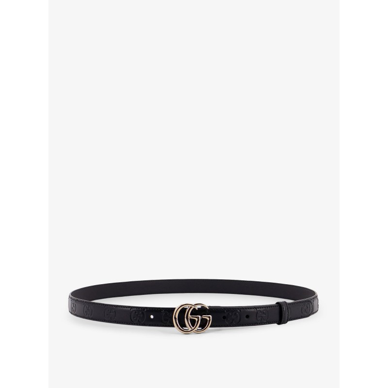 Leather belt with all-over GG logo