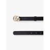 Leather belt with all-over GG logo
