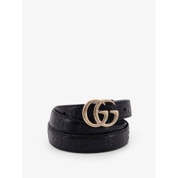 Leather belt with all-over GG logo
