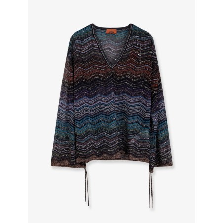 Viscose and metallic fiber sweater