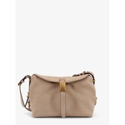 Leather shoulder bag with metal logo detail