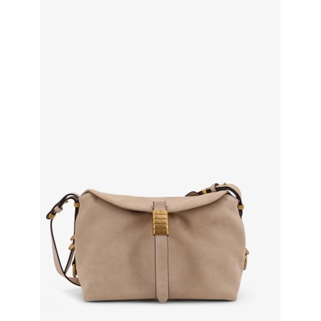 Leather shoulder bag with metal logo detail