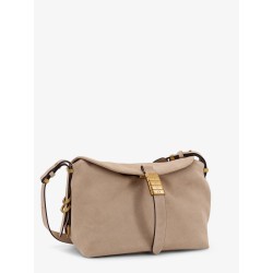 Leather shoulder bag with metal logo detail