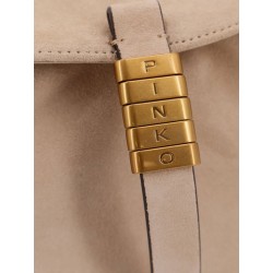 Leather shoulder bag with metal logo detail